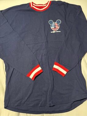 Disney Spirit Jersey WDW Navy Long-Sleeve Shirt with Red Trim